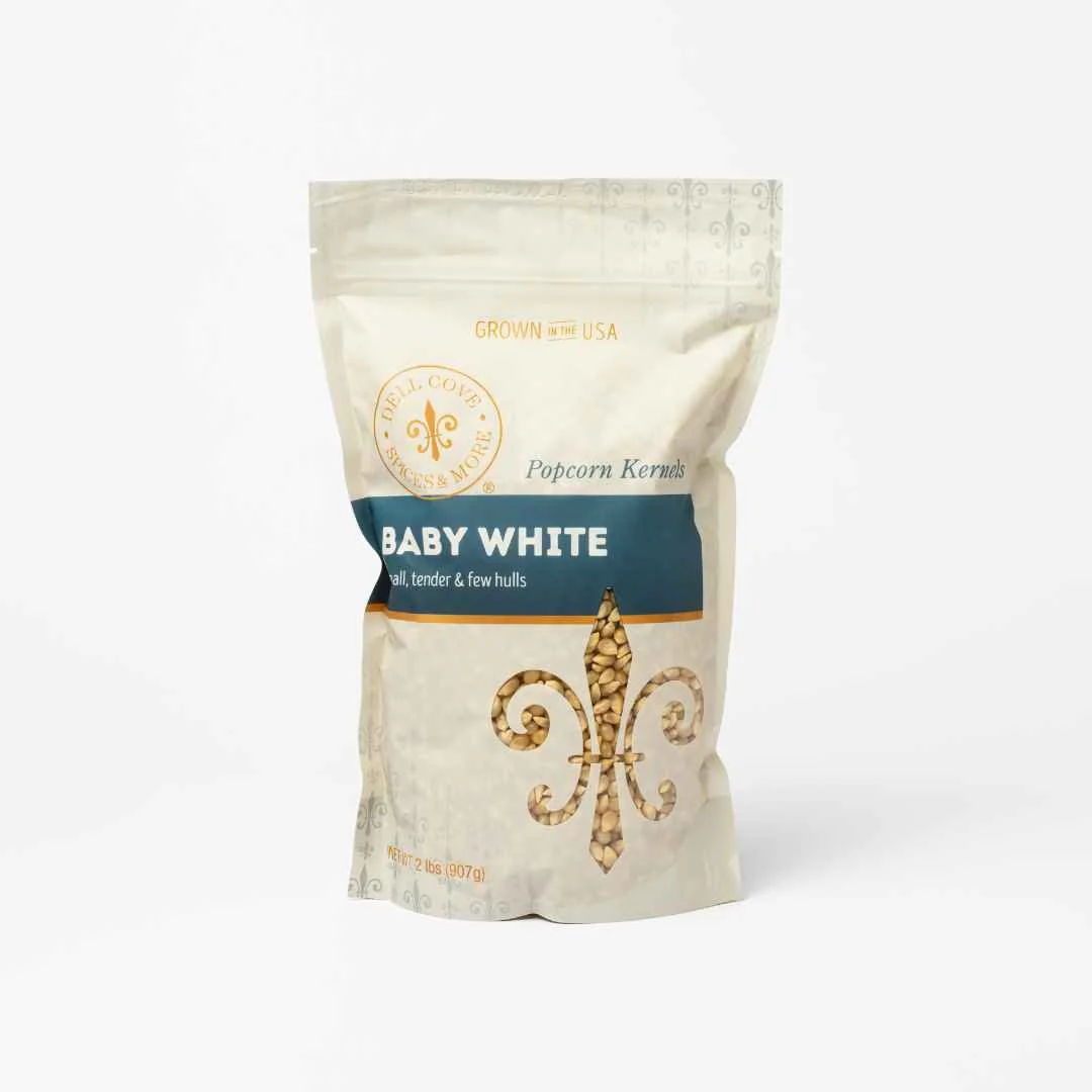 Baby White Popcorn - White Corn Kernels and Hulless Popcorn