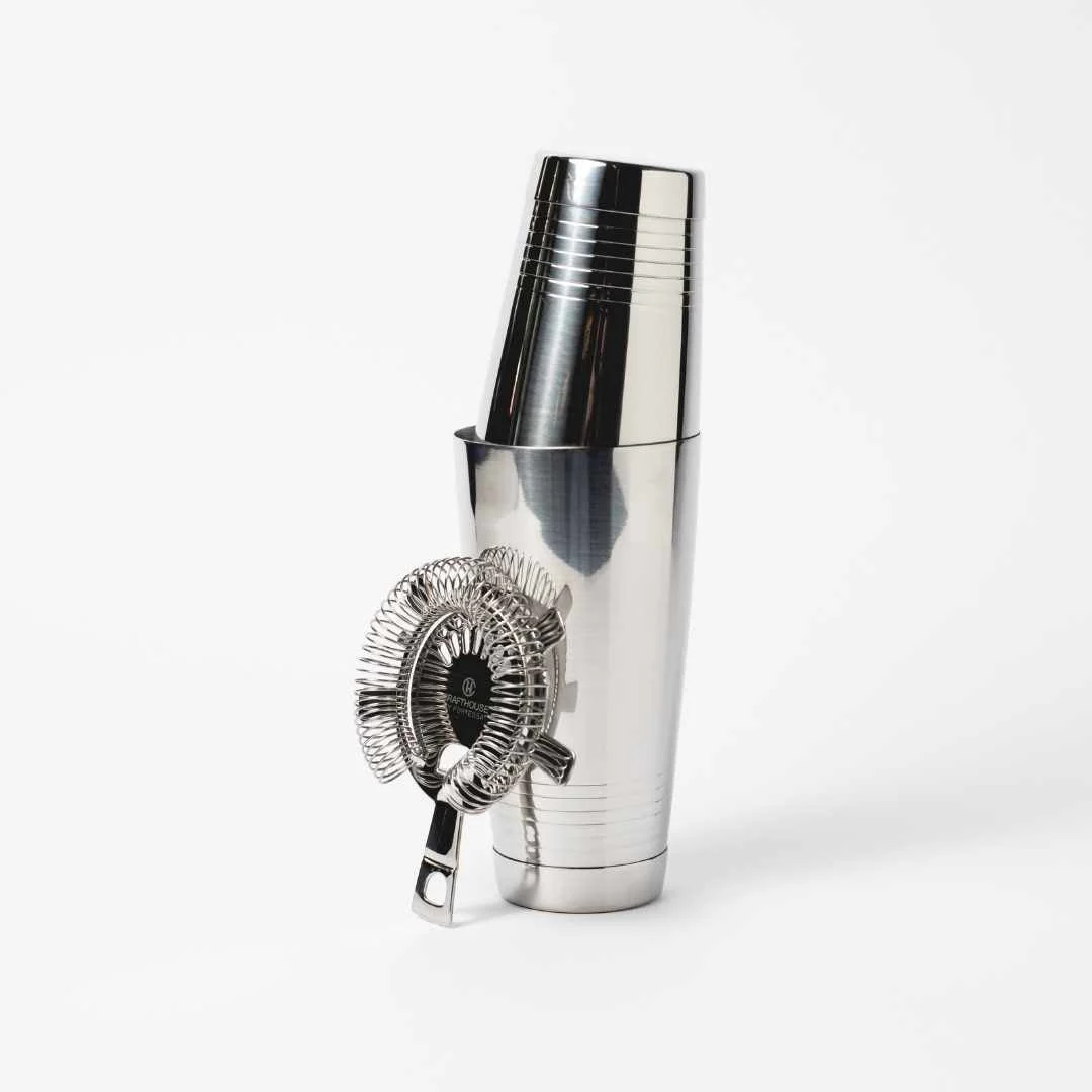 Stainless Steel Boston Shaker & Strainer Set (Shaker + Hawthorne Strainer)